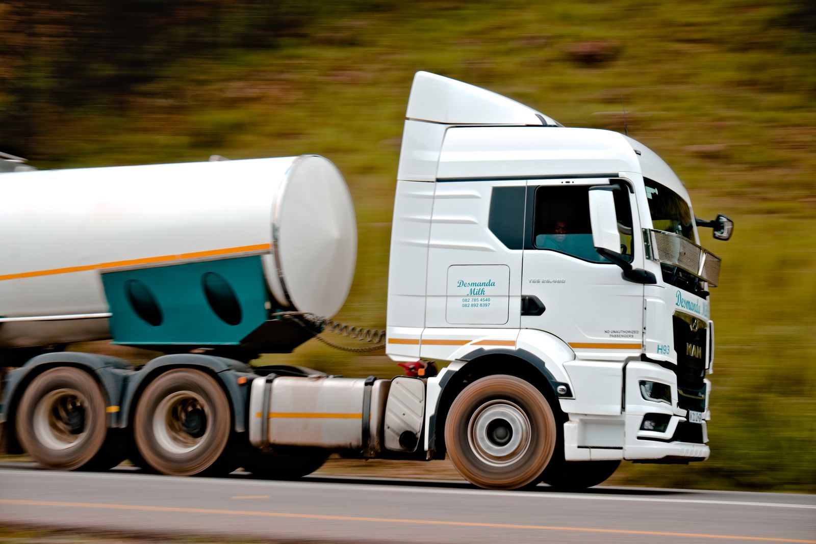 Tanker truck on the road with a bulk water load